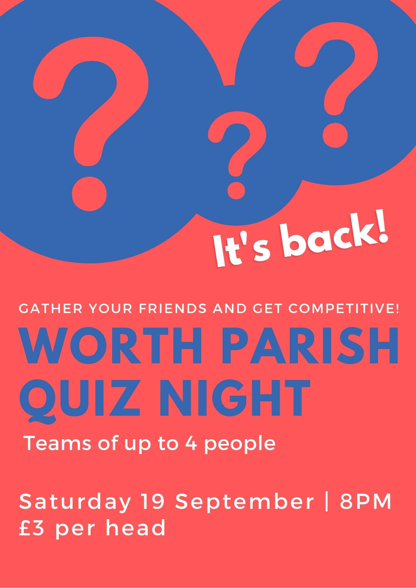 worth parish quiz night – Worth Parish